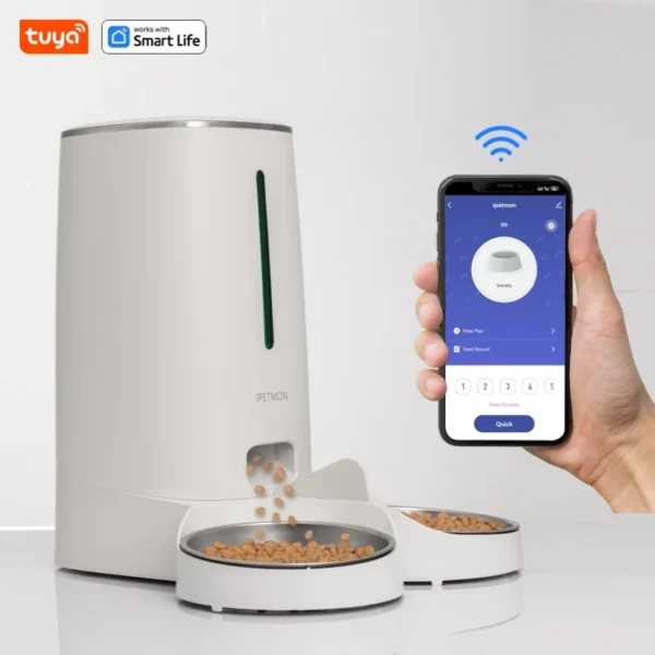 4L Automatic Pet Feeder for1/2Cats,WiFi Smart Feed Automatic Pet Feeder for Cats& Dogs,Timed Pet Food Dispenser with APP Control
