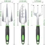 Garden Tools Set 3 Pack Heavy Duty Gardening Tools Set Include Garden Shovel Transplant Trowel and Hand Rake with Ergonomic Non