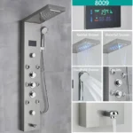 LED Light Bathroom Shower Faucet Set LED Rainfall Shower Panel System Bathtub Water Mixer Tap Massage SPA Temperature Screen