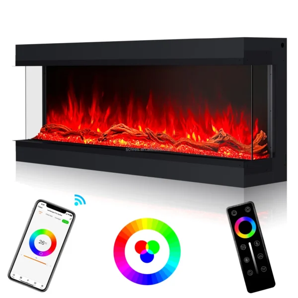 Modern High-end Clean Face Electric，Safe Electric Fireplace Heater，Remote Controlled，Recessed Fire equipment