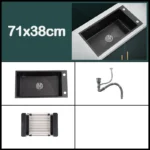 Black 304 Stainless Steel Kitchen Sink Single Bowl Undermount/Drop-In Washing Basin For Kitchen with Drainage Faucet Accessories
