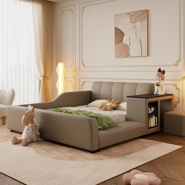 European Minimalist Waterproof Storage Bed Kids Stylish Headboard Modern Home Furniture Perfect Small Spaces Decoration Decor