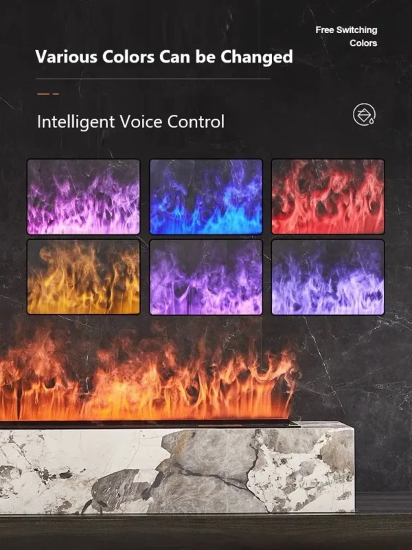 Home Built-in Electric Fireplace 3D LED Flame Water Vapor Remote Control Heating Fireplace