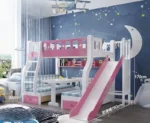Solid Wood Bunk Beds for Children Bunk Beds with Desk Slides Wooden Beds for Children Raised Cribs with Mattresses سرير أطفال