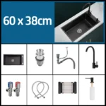 Black 304 Stainless Steel Kitchen Sink Single Bowl Undermount/Drop-In Washing Basin For Kitchen with Drainage Faucet Accessories