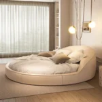 Unique Minimalist Aesthetics Round Beds Elegant Luxury Cream Wind Princess Simple Wedding Bedroom Sleep Beliche Home Furniture