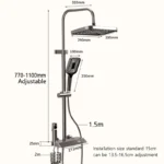 Black Shower System Set Bathroom Brass Showers Faucet Sets Digital 4 Way LED Rain Bathtub Hot Cold Piano Key Rainfall Shower Set