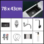 Black 304 Stainless Steel Kitchen Sink Single Bowl Undermount/Drop-In Washing Basin For Kitchen with Drainage Faucet Accessories