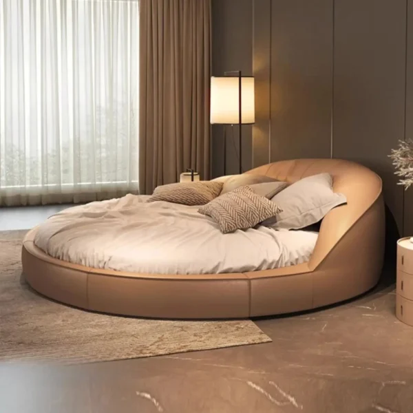 Unique Minimalist Aesthetics Round Beds Elegant Luxury Cream Wind Princess Simple Wedding Bedroom Sleep Beliche Home Furniture