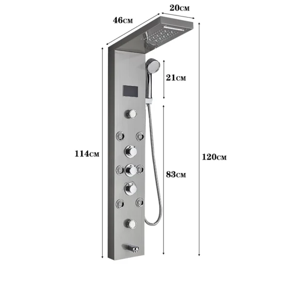 LED Light Bathroom Shower Faucet Set LED Rainfall Shower Panel System Bathtub Water Mixer Tap Massage SPA Temperature Screen