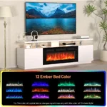 70'' Fireplace TV Stand Entertainment Center with 36'' Electric Fireplace Heater featuring LED Light and 12 Flame Colors DualTi