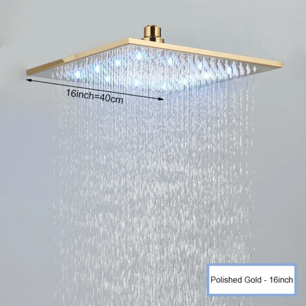 Black Ceiling Intelligent Remote Control LED Rainfall Waterfall Single Shower Head Concealed Shower Tap
