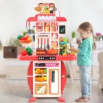 95cm Kidsren's Play House Kitchen Toy Can Drink Water Set for Girls and Babies Cooking Artificial Kitchen Utensils Fruits and Vegetables Dishwashing Thanksgiving Christmas New Year Gift