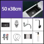 Black 304 Stainless Steel Kitchen Sink Single Bowl Undermount/Drop-In Washing Basin For Kitchen with Drainage Faucet Accessories