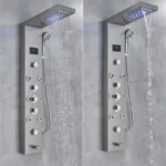 LED Light Bathroom Shower Faucet Set LED Rainfall Shower Panel System Bathtub Water Mixer Tap Massage SPA Temperature Screen
