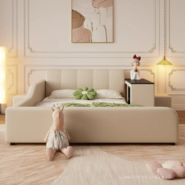 European Minimalist Waterproof Storage Bed Kids Stylish Headboard Modern Home Furniture Perfect Small Spaces Decoration Decor