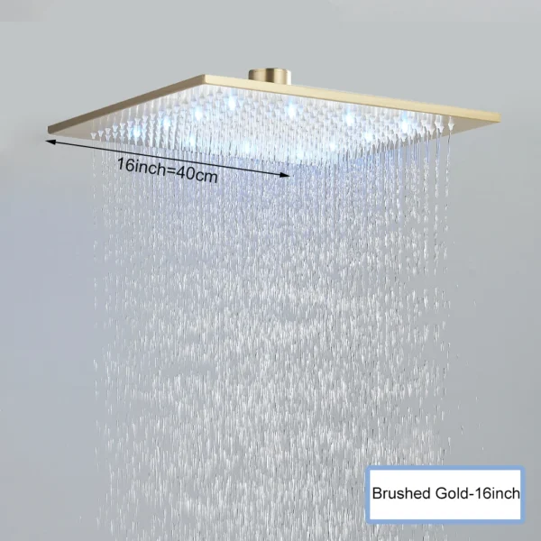 Black Ceiling Intelligent Remote Control LED Rainfall Waterfall Single Shower Head Concealed Shower Tap