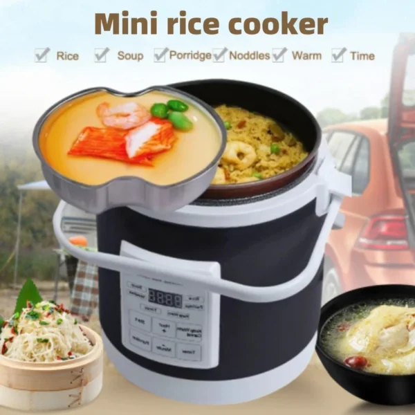 Small car outdoor cooker electric cooker cooking pot cooking food cooking porridge cooking rice fast heating car rice cooker