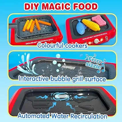 Color Changing Kids Food Fryer Pretend Play Toys for kids 3 - Gourmet Cooking Box toys, gift for boys and girls