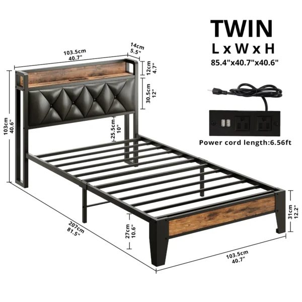 ANCTOR Bed Frames, Twin Queen CaliforniaKing Size Storage Headboard Outlets Easy Install Sturdy Stable, No Noise No Box Springs